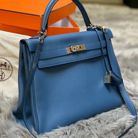 Hermes Blue Agate Togo Kelly Retourne 32 - Picture 7 of 9